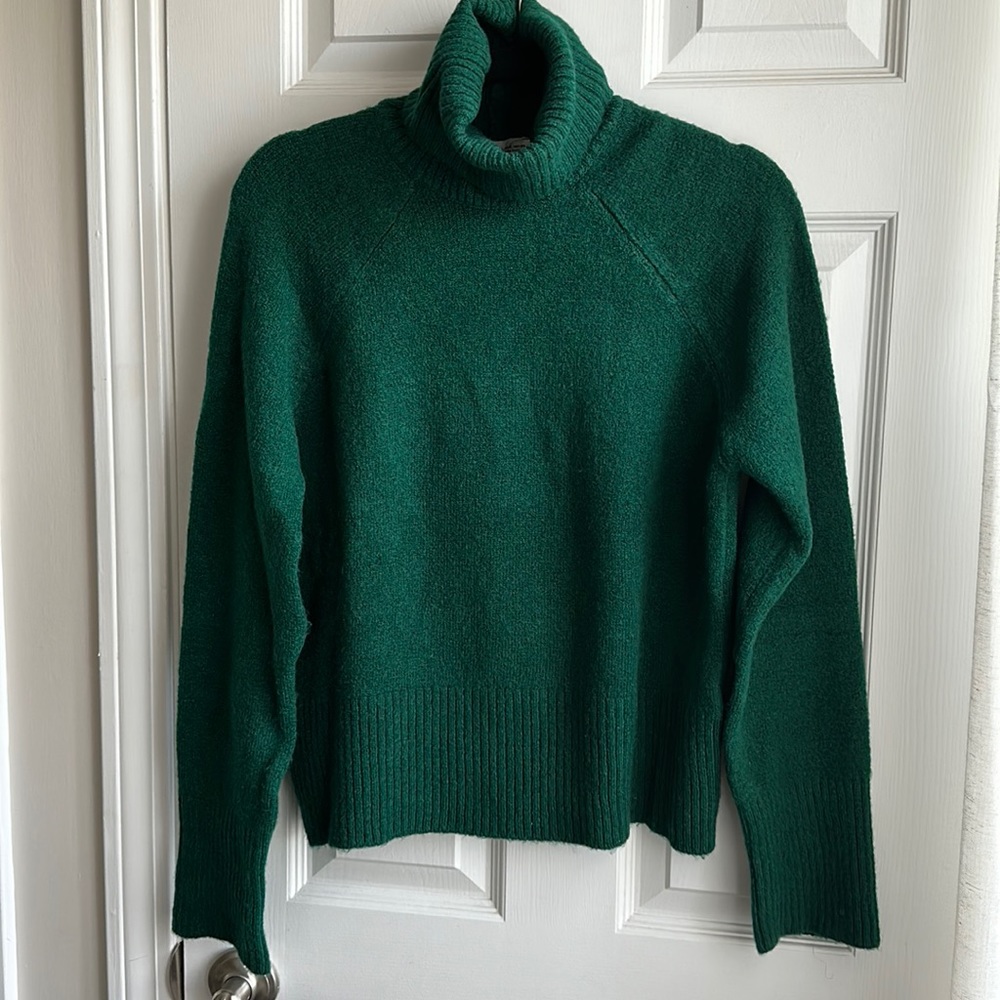 Zara high collar knit jumper turtleneck sweater in dark green